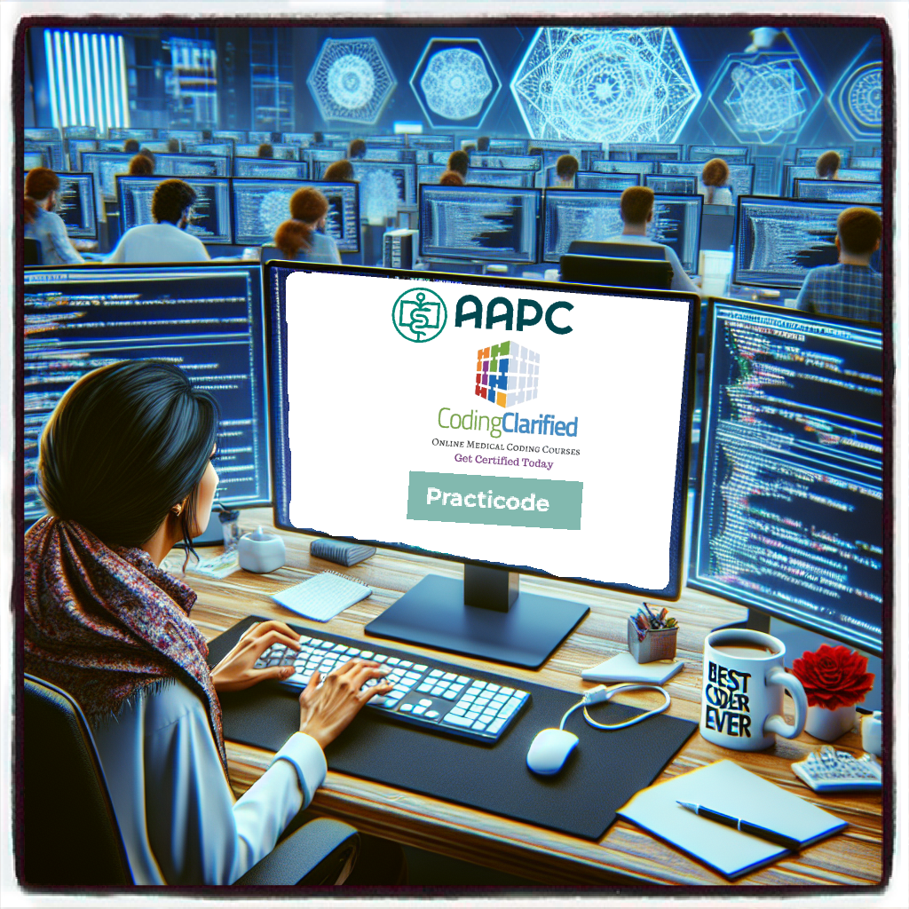 AAPC Practicode graphic with women in chair and AAPC logo