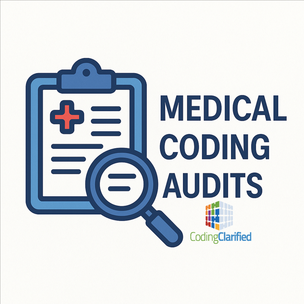 A graphic titled Medical Coding Audits with a clipboard and magnifying glass icon.