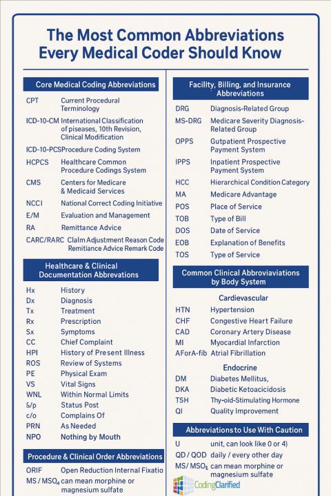 Most Common Medical Coding Abbreviations | Coding Clarified