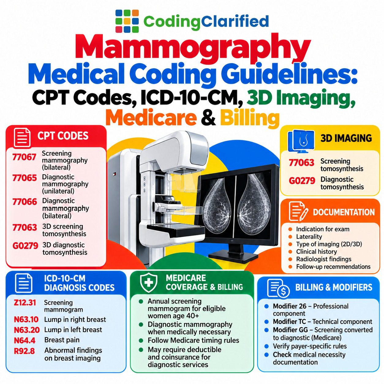 Mammography Medical Coding Guidelines 2026 cheat sheet