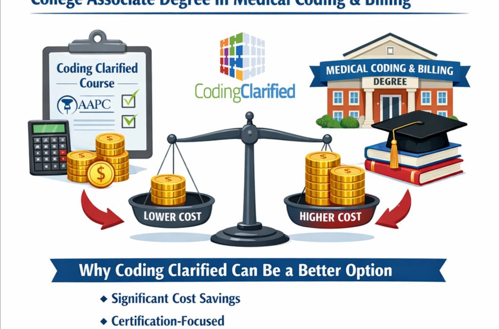Medical Coding Career Comparing Costs: AAPC CPC Coding Clarified Course vs. College Associate Degree
