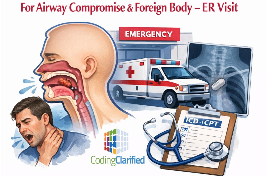 Medical Coding “Clarified” For Airway Compromise & Foreign Body – ER Visit 