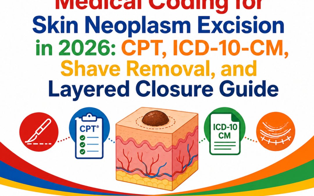 Medical Coding for Skin Neoplasm Excision in 2026: CPT, ICD-10-CM, Shave Removal, and Layered Closure Guide
