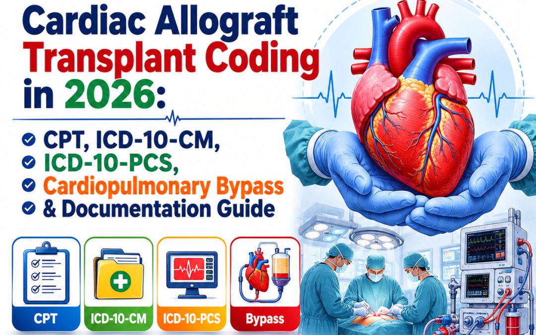Cardiac Allograft Transplant Coding in 2026: CPT, ICD-10-CM, ICD-10-PCS, Cardiopulmonary Bypass & Documentation Guide