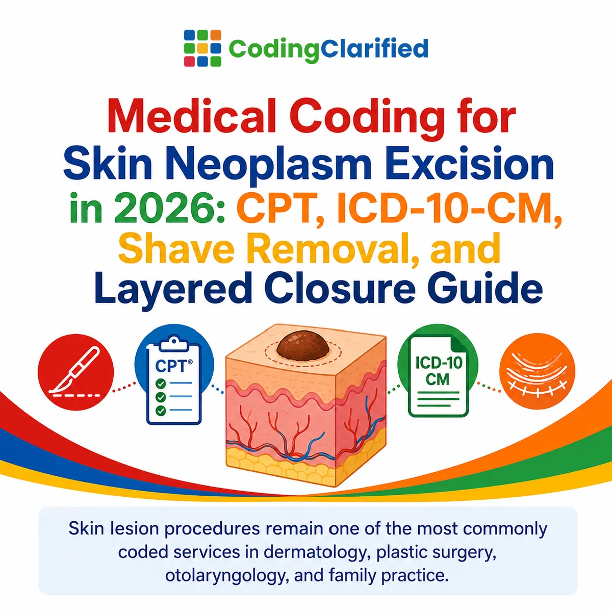 Medical Coding for Skin Neoplasm Excision in 2026: CPT, ICD-10-CM, Shave Removal, and Layered Closure Guide | Coding Clarified