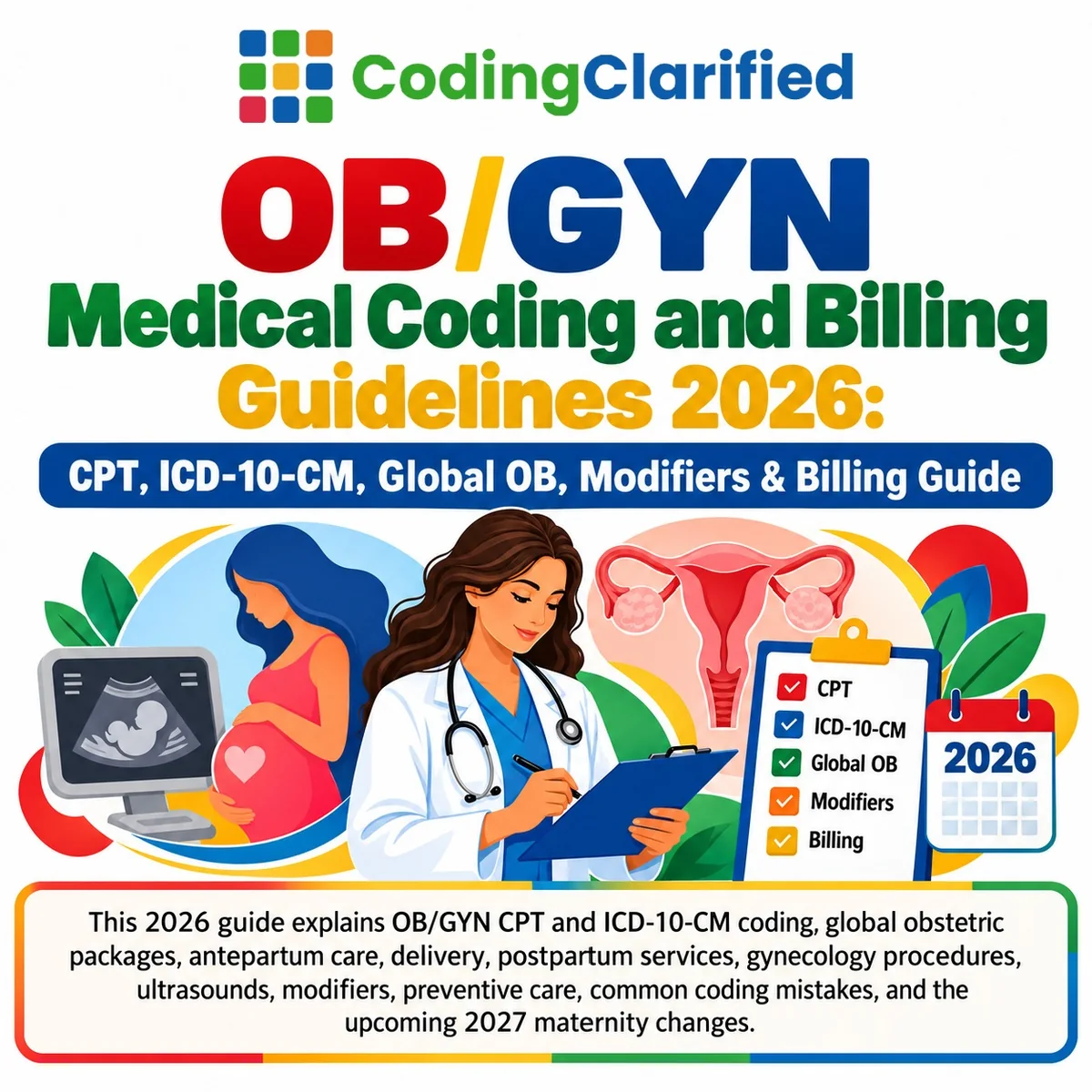 OB/GYN Medical Coding and Billing Guidelines 2026: CPT, ICD-10-CM, Global OB, Modifiers & Billing Guide | Coding Clarified