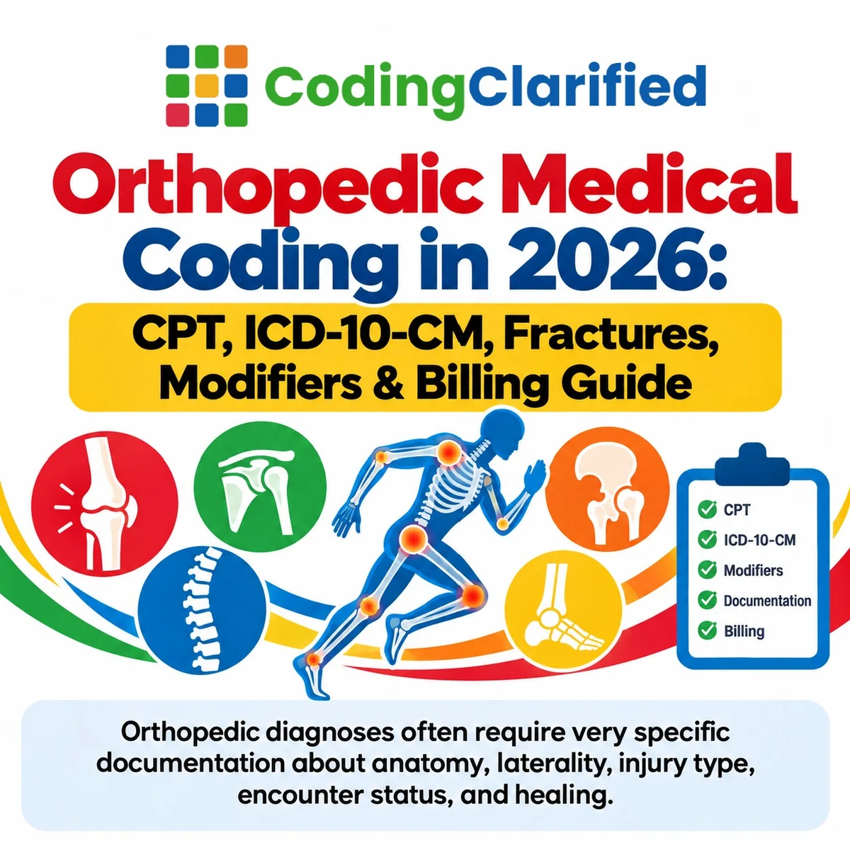Orthopedic Medical Coding in 2026: CPT, ICD-10-CM, Fractures, Modifiers & Billing Guide | Coding Clarified