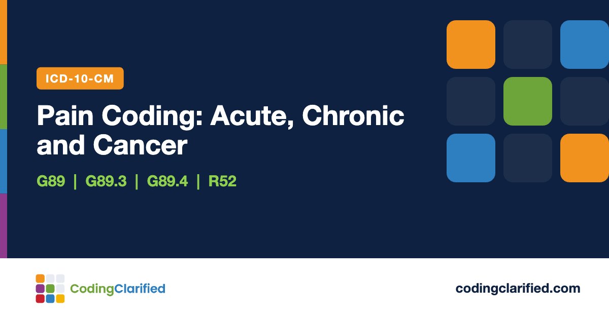 Pain Coding: Acute, Chronic and Cancer: G89, G89.3, G89.4, R52 | Coding Clarified
