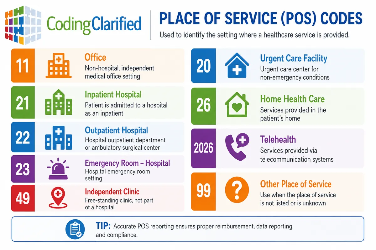 Place of service codes illustration for medical coding