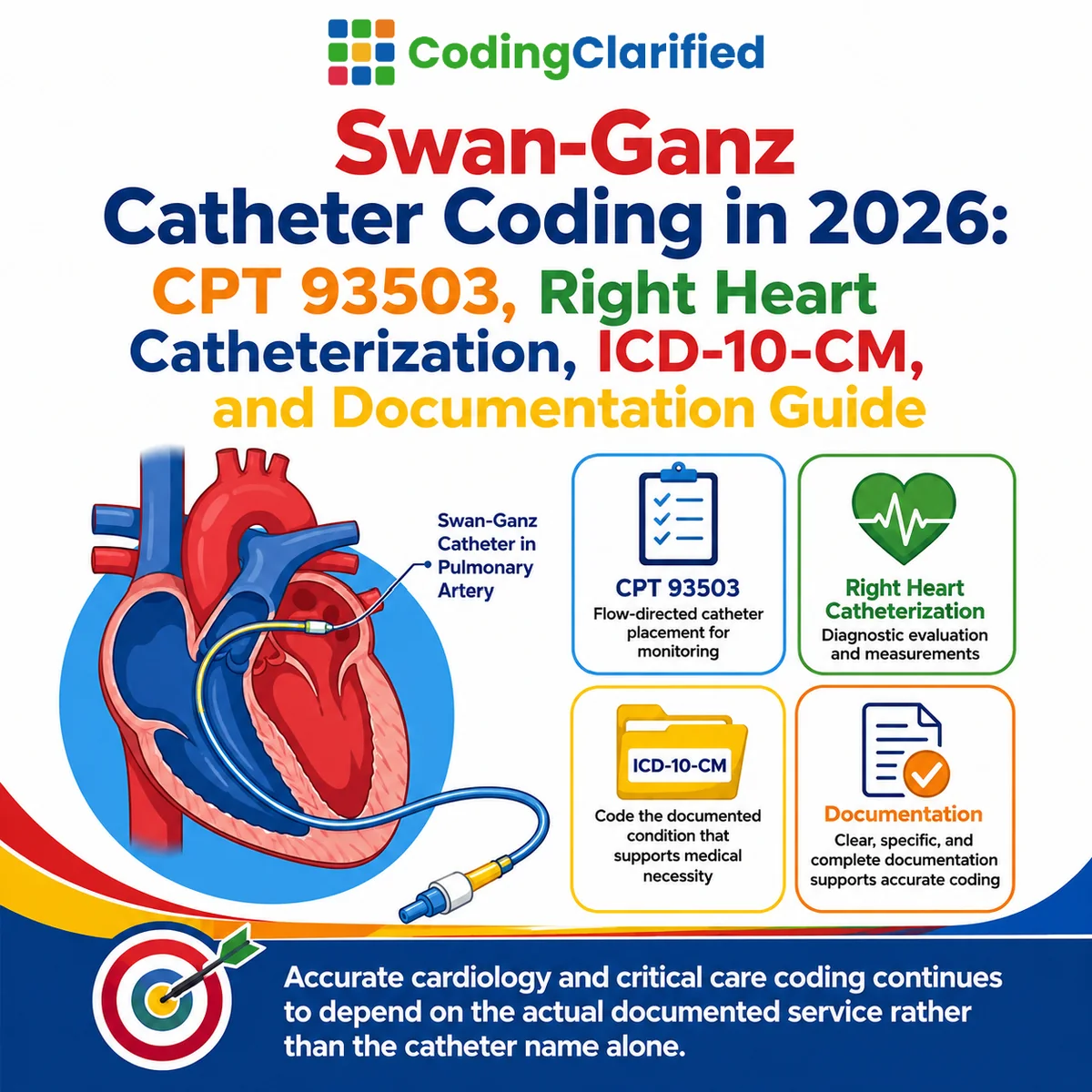 Swan-Ganz Catheter Coding in 2026: CPT 93503, Right Heart Catheterization, ICD-10-CM, and Documentation Guide | Coding Clarified