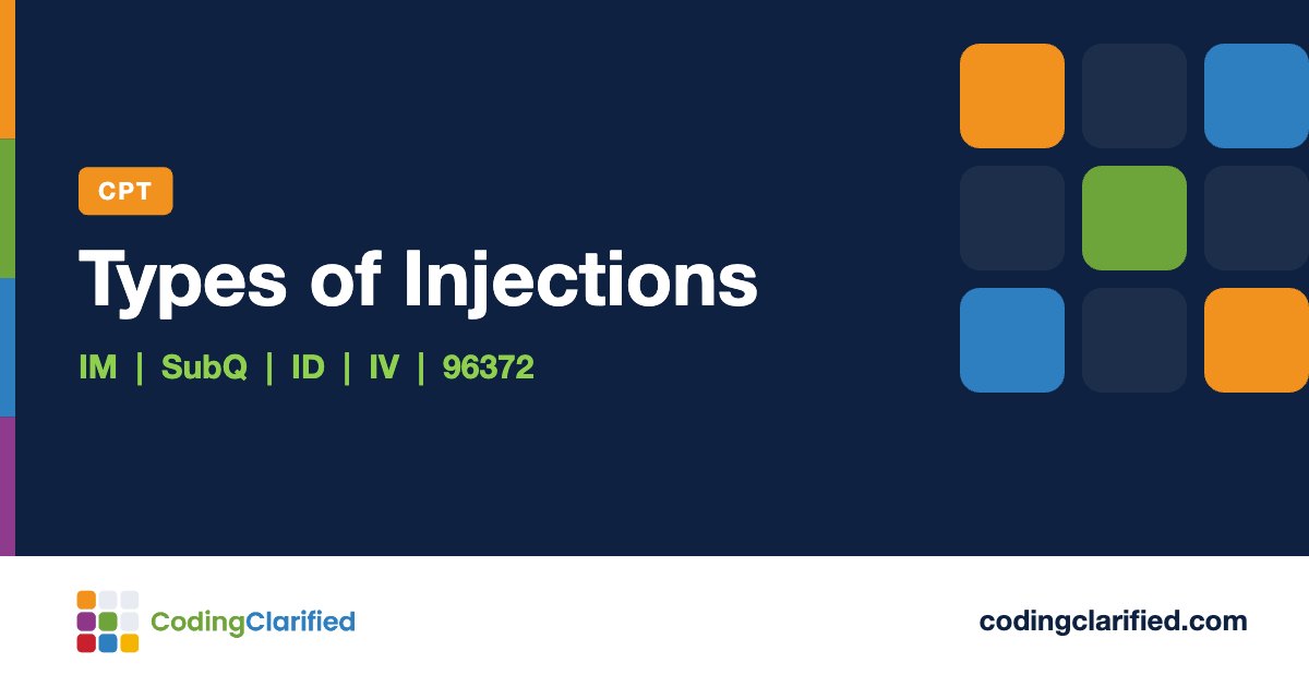 Types of Injections: IM, SubQ, ID, IV, 96372 | Coding Clarified